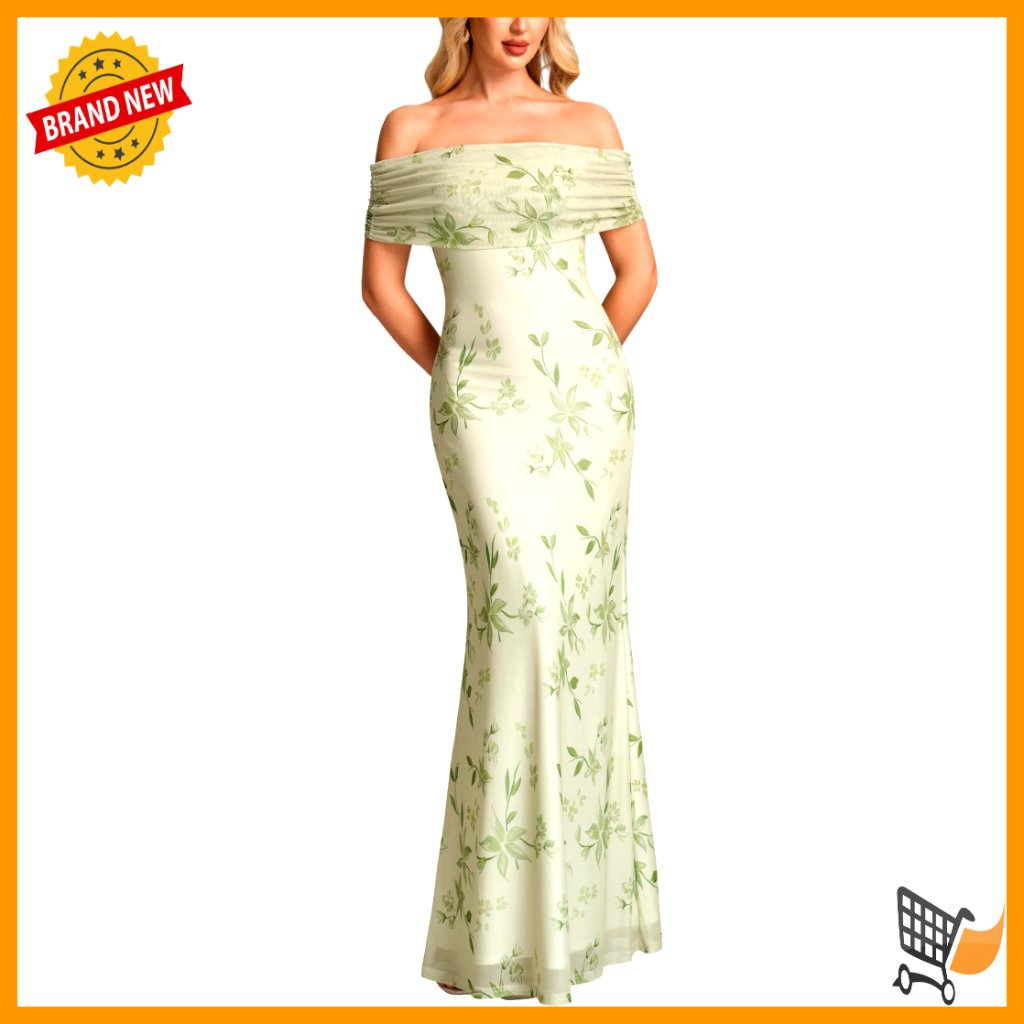 Off Shoulder Maxi Dress Bodycon Mermaid Formal Wedding Guest Party